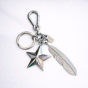 Coach Star Feather Metal Bag Charm Keychain Silver 2017